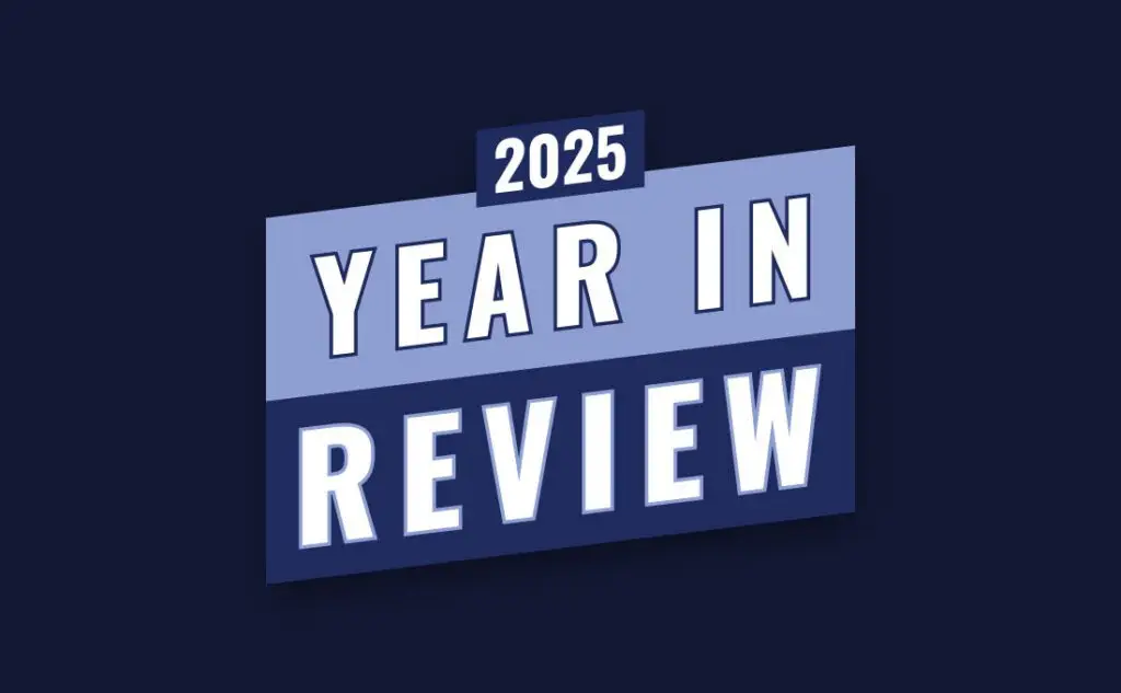 dark blue and light blue graphic text with 2025 year in review